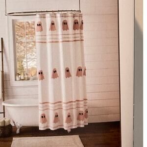 NWT Farmhouse Rachel Ashwell Pink Ghost Shower Curtain